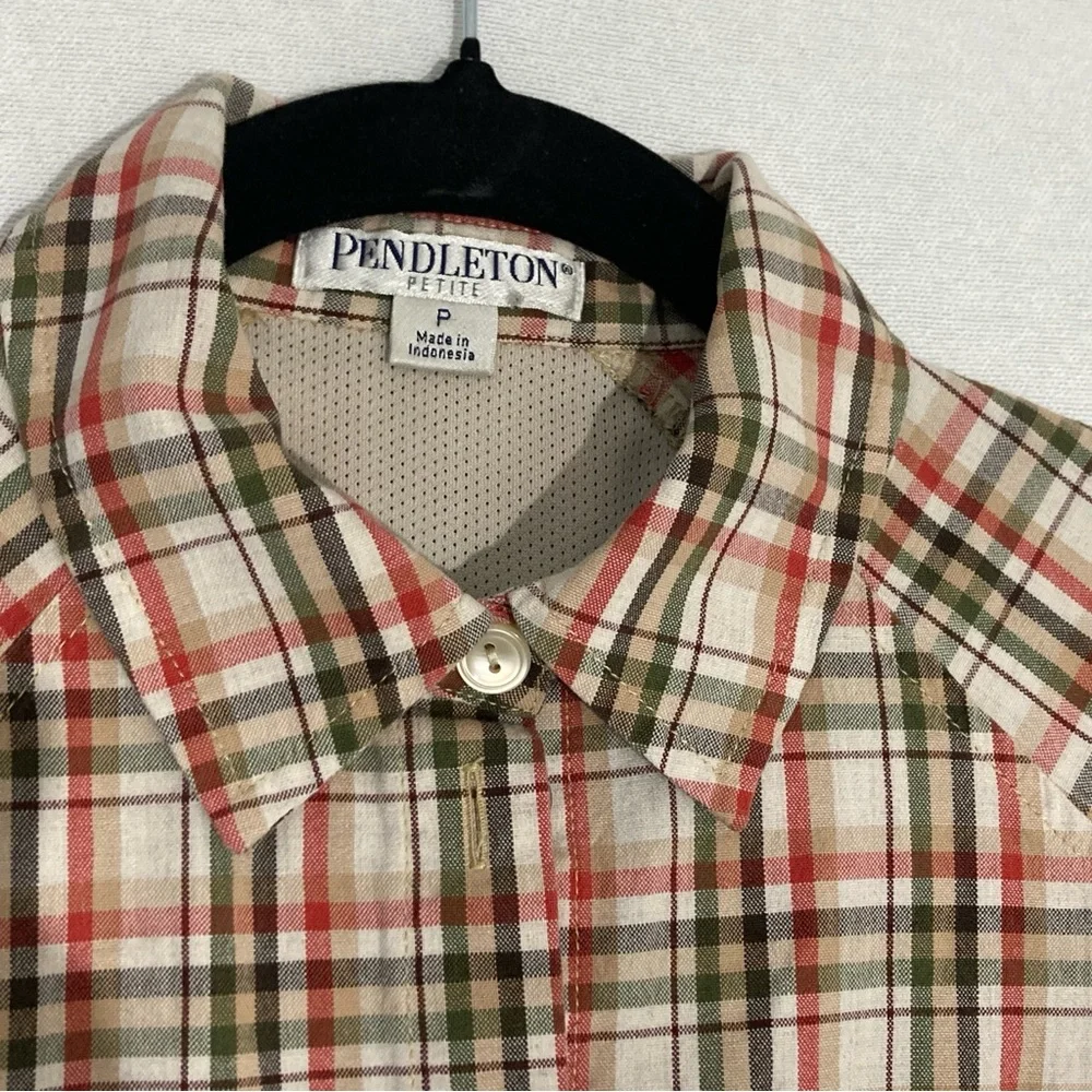 Pendleton Women’s Plaid Shirt Collared Pockets Multicolor Cotton Sz P - Picture 3 of 13